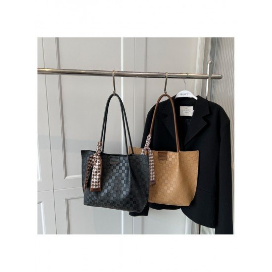 Grid Solid Ladies Shoulder Tote Bags