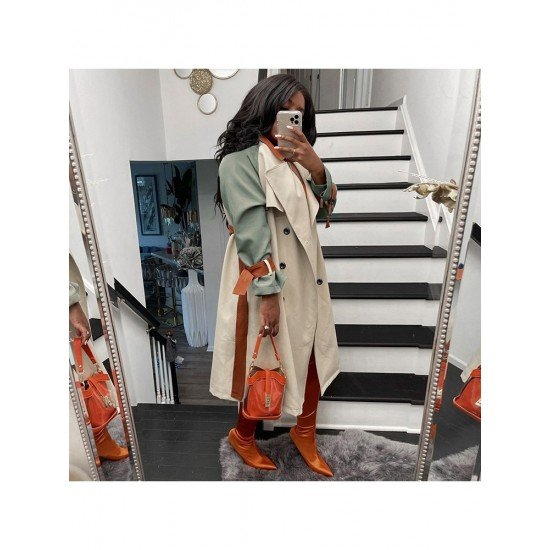 Color Blocking Fall Women Long Coats