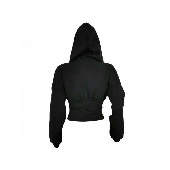 Designer Ladies Patchwork Black Zip Hooded