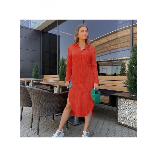  Casual Pure Color Turndown Neck Women's Dress