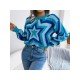 Contrast Color Star Pullover Sweaters For Women