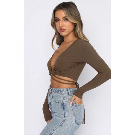 Sexy Tie Wrap Cropped Tops For Ladies