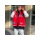 Red Embroidery Letter Men Hooded Collar Jacket Coats