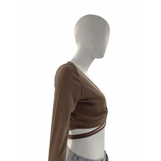 Sexy Tie Wrap Cropped Tops For Ladies