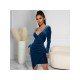 Fall V Neck Ruched Long Sleeve Short Dress