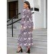  V Neck Printing Women's Long Sleeve Dress