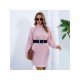 Turtle Neck Pullover Solid Long Sleeve Sweater Dress