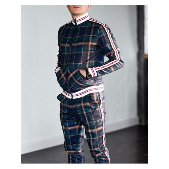 Casual Fashion Plaid Men's Two-Piece Set