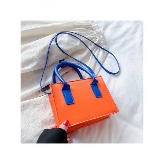  PU Contrast Color Shoulder Bag For Women