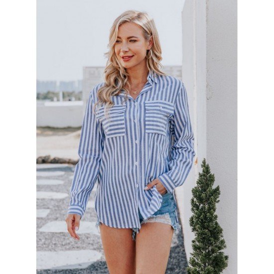  2022 Casual Loose Striped Long Sleeve Shirt