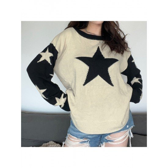 Star Loose Pullover Sweaters For Ladies