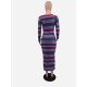 Striped Fashion Striped Long Sleeve Maxi Dress