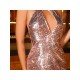 Club Tie Wrap Halter Sequined Mini Dress