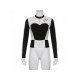 Embroidery Black White Color Blocking Jacket Coats