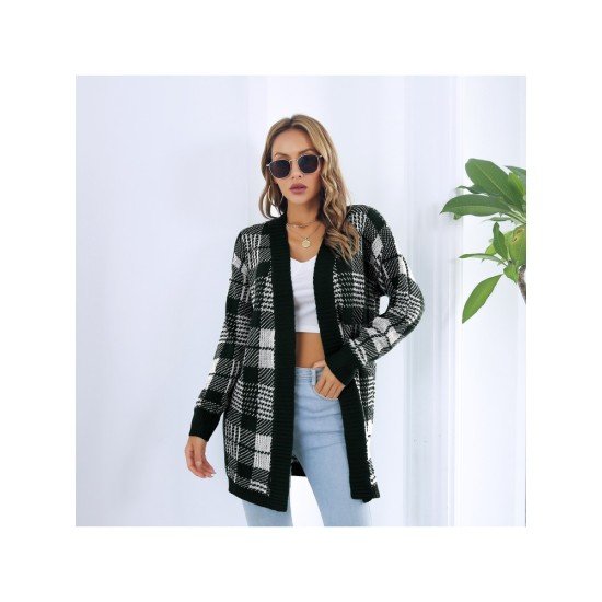 Plaid Cozy Cardigan Sweater Coats