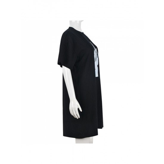 Casual Black T Shirt Mini Dresses For Women