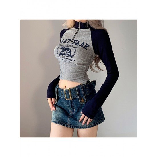 Raglan Sleeve Ruched Long Sleeve Crop Tops