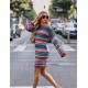  2022 Round Neck Sweater Long Sleeve Dress