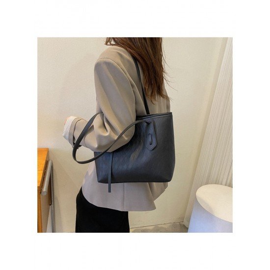 Black Contrast Color Tote Bags For Women