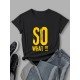 Streetwear Letter Printed White Tee Shirts For Women