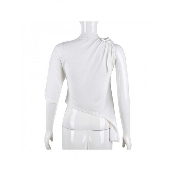 Designer Asymmetry Tie Wrap White Ladies Tops