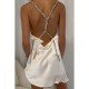 Alluring White Backless Sleeveless Ladies Dress