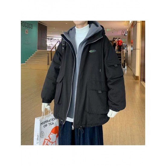  Winter Pure Color Hooded Men's Cotton Jacket