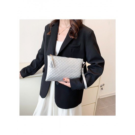 Casual Solid Rhombus Lattice Clutch Bag