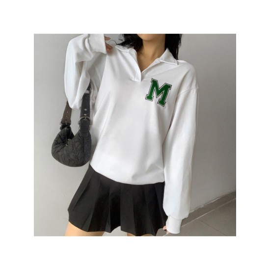  College Style Letter Embroidery Casual Women's Sweater