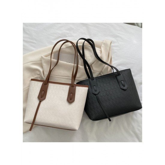 Black Contrast Color Tote Bags For Women