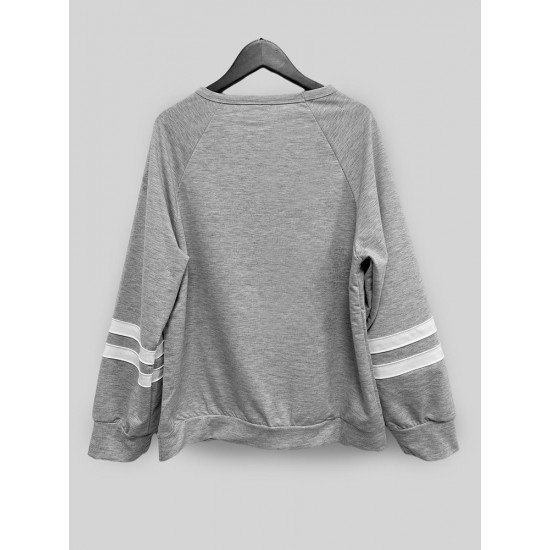 Fall Printed Crew Neck Sweatshirts For Women