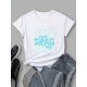 Women Leisure Letter Printed T Shirt Tops