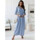  Temperament V Neck Pure Color Long Dress