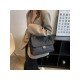 Canvas Rhombus Lattice Black Twist Lock Shoulder Bags