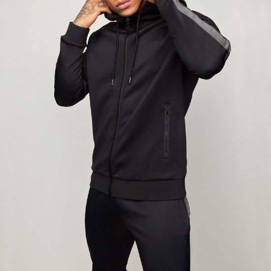  Men's Leisure Sports Hooded Zipper Two-Piece Set