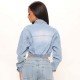 Trendy Solid Blue Pockets Denim Short Coats