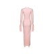 Ripped Ladies Pink Long Sleeve Maxi Dresses