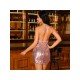 Club Tie Wrap Halter Sequined Mini Dress