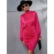 Turtle Neck Ruched Party Fall Dresses