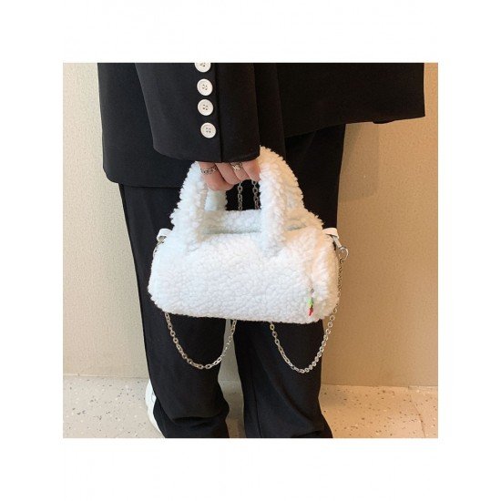 Casual Fluffy Solid Chain Shoulder Bags