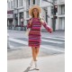  2022 Round Neck Sweater Long Sleeve Dress