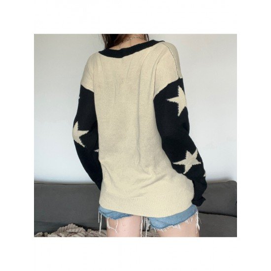 Star Loose Pullover Sweaters For Ladies