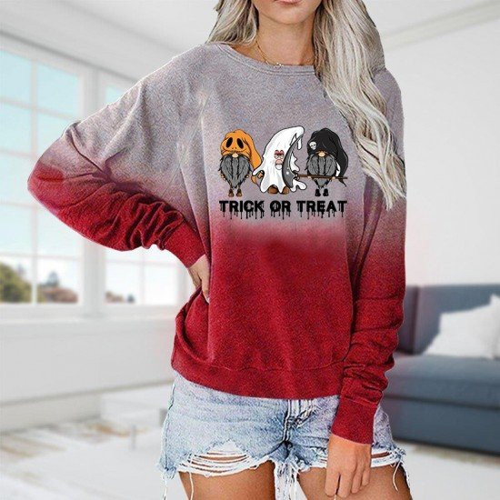 Halloween Skull Pumpkin Graphic Gradient Color Sweatshirts