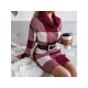  Casual Turtleneck Plaid Knitted Women's Dress