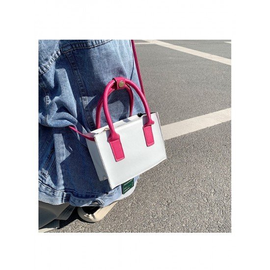  PU Contrast Color Shoulder Bag For Women