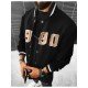 Black Patchwork Letter Baseball Coats For Men