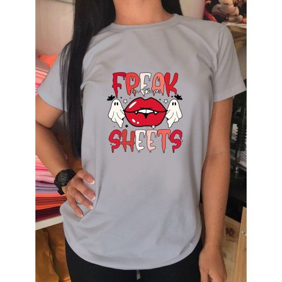 Ghost Halloween Lips Graphic White T Shirts