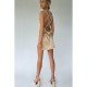 Alluring White Backless Sleeveless Ladies Dress