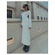  Pure Color Long Sleeve Dress For Women