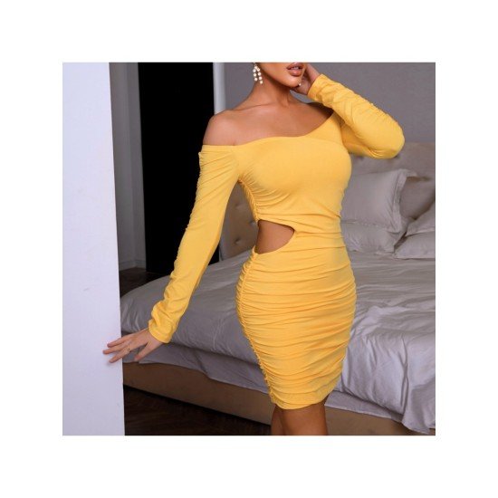 Off The Shoulder Cut Out Ruched Short Dress